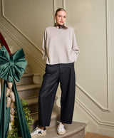 Wool Barrel Leg Trousers