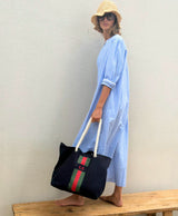 Monogram Stripe Beach Bag