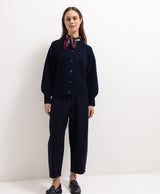 Wool Barrel Leg Trousers