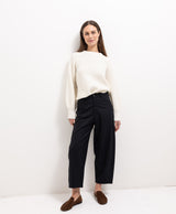 Wool Barrel Leg Trousers
