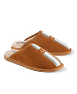personalised striped rae feather  mens tan slippers