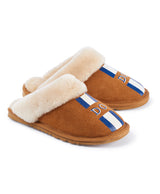 stripe personalised womens slip on sheepskin house slippers tan
