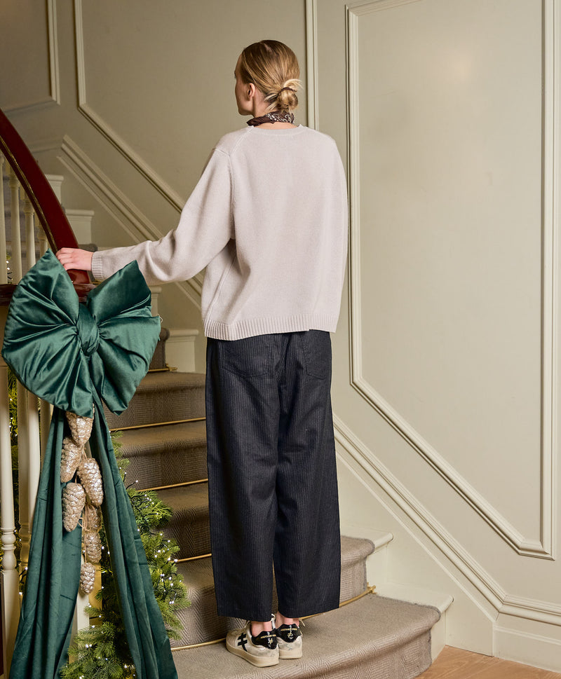 Wool Barrel Leg Trousers
