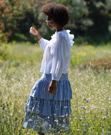 Stripe Cotton Frill Skirt