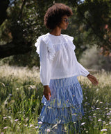 Stripe Cotton Frill Skirt