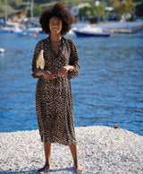 Erica Leopard Butter Crepe Shirt Dress