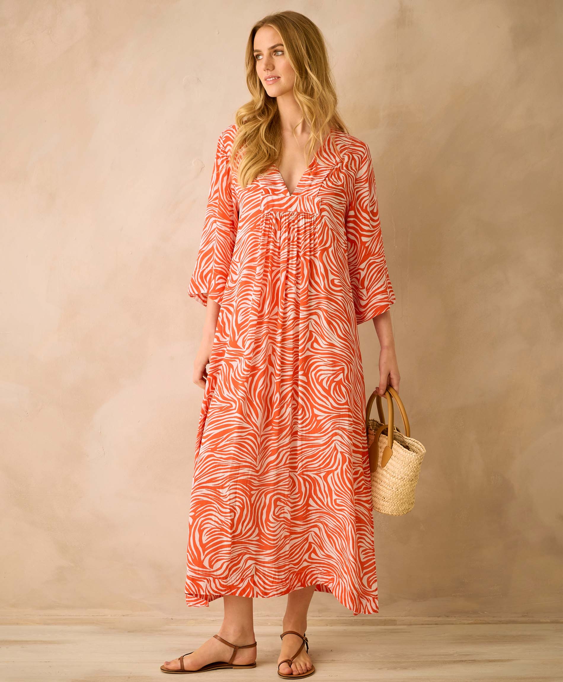 Coral Lulu Kaftan Dresses Clothing Rae Feather