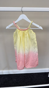 247 - YELLOW PINK TIE DIE HALTER NECK TOP SMALL