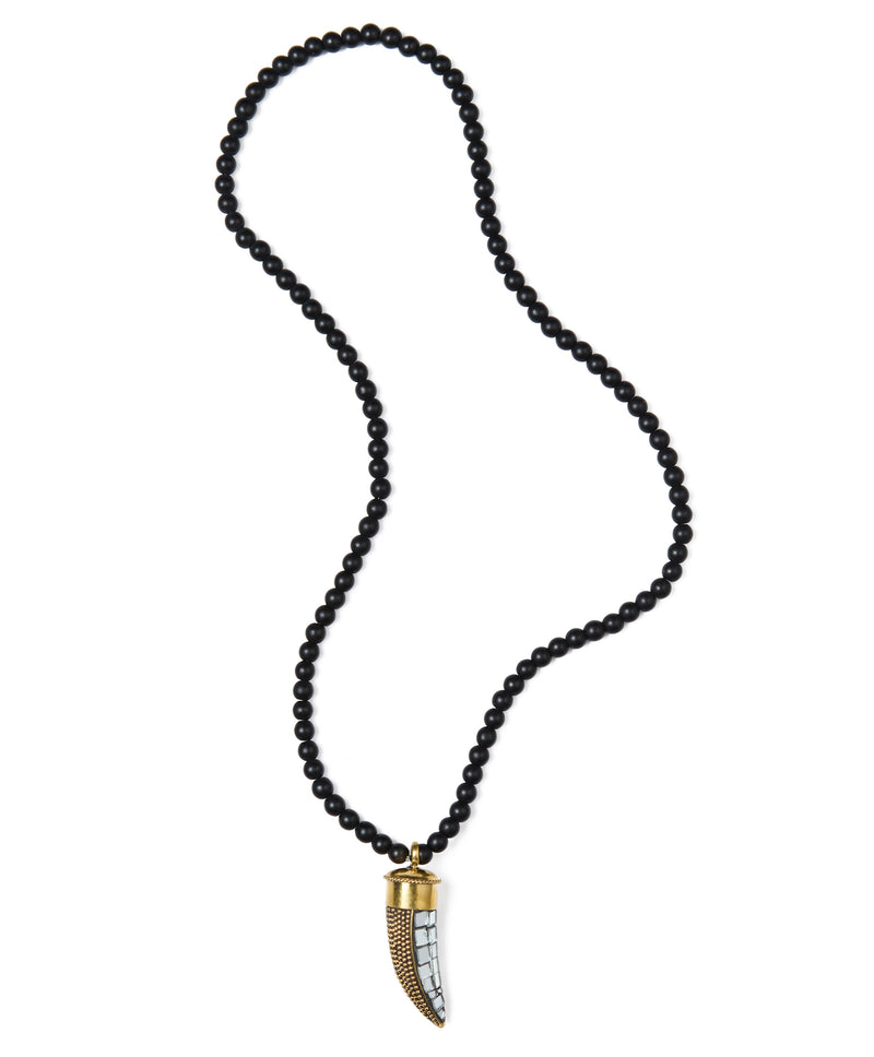 Black beaded Horn Necklace