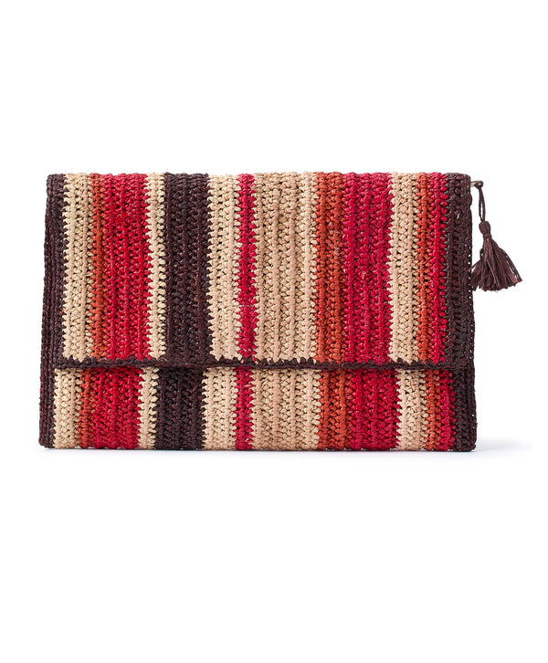 Striped  Raffia Clutch