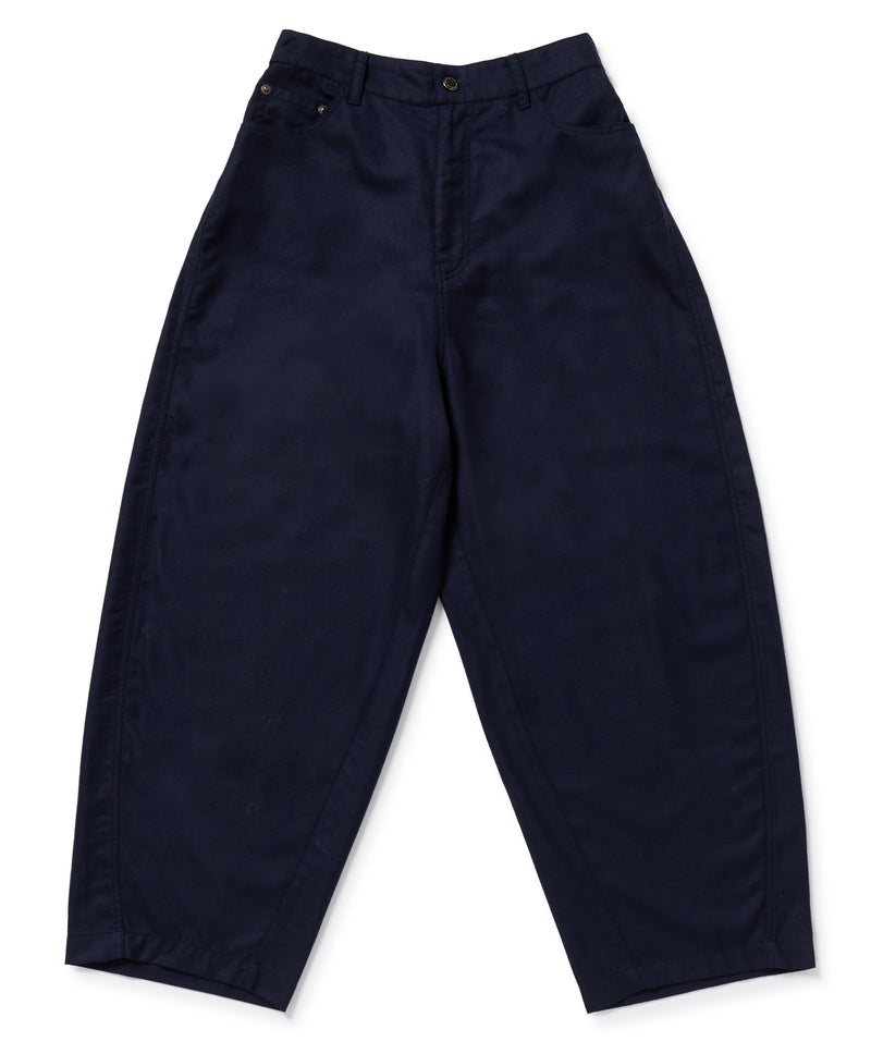 Wool Barrel Leg Trousers