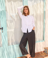 Wool Barrel Leg Trousers