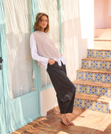 Wool Barrel Leg Trousers