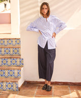 Wool Barrel Leg Trousers