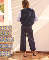 Wool Barrel Leg Trousers