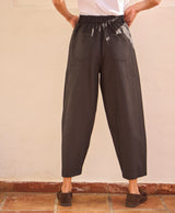 Wool Barrel Leg Trousers