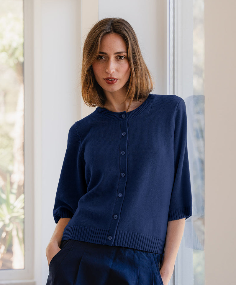 Navy The Rosa | Knitwear | Clothing | Rae Feather