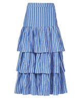 Stripe Cotton Frill Skirt