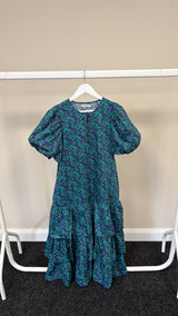 43- SAMPLE SALE  GREEN AND PURPLE DRESS SMALL