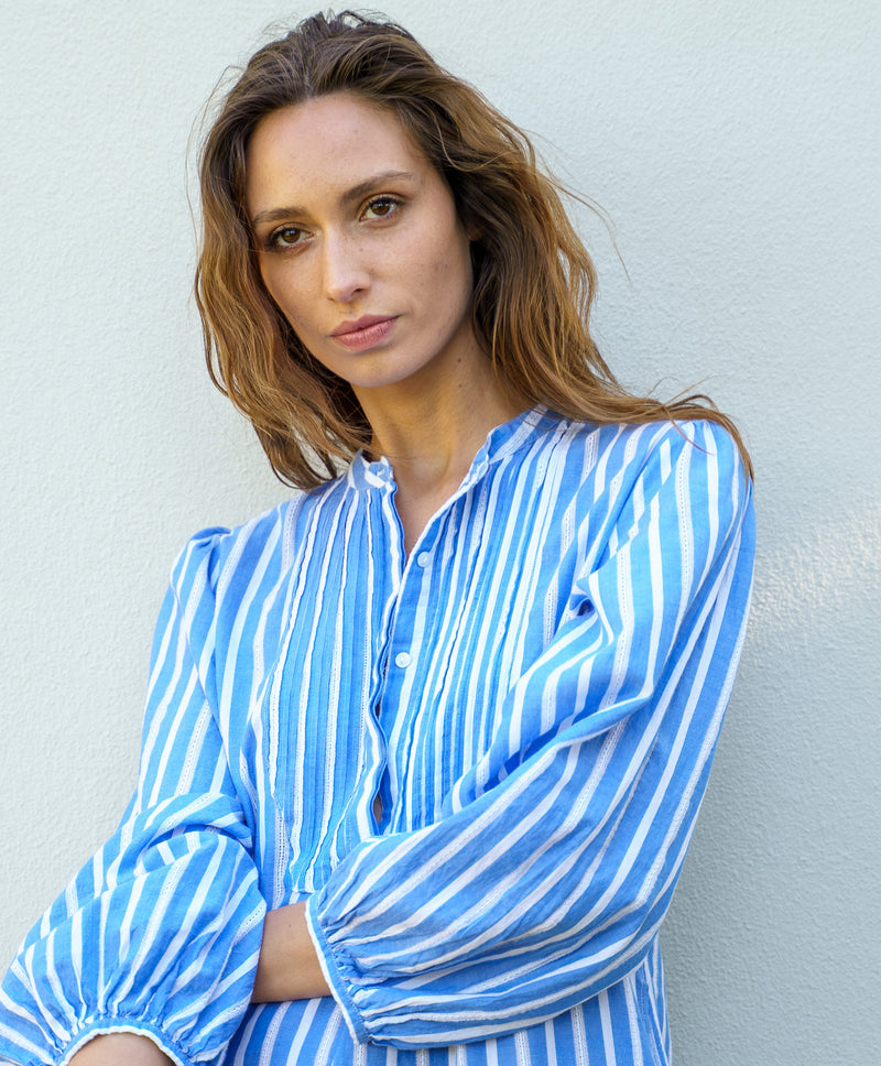 Blue Deborah Grandad Shirt Dress Dresses Clothing Rae Feather