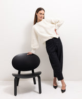 Wool Barrel Leg Trousers