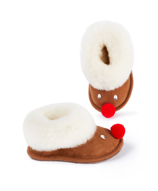 Rudolph Kids Sheepskin Slippers
