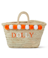 baby pom pom personalised name beach small woven basket