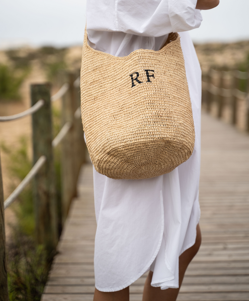 Small Raffia Bucket Tote - Natural