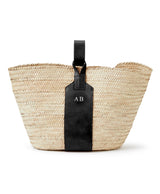 black leather loop handle grace personalised basket