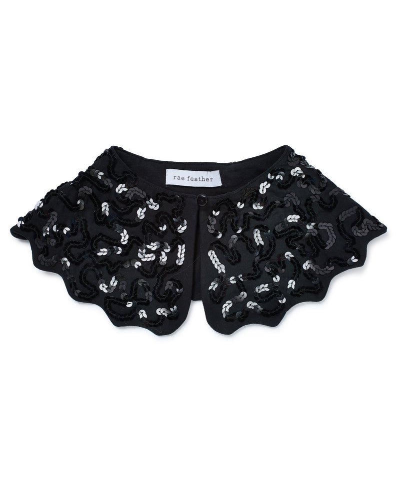 hand embellished sequin womens black collar
