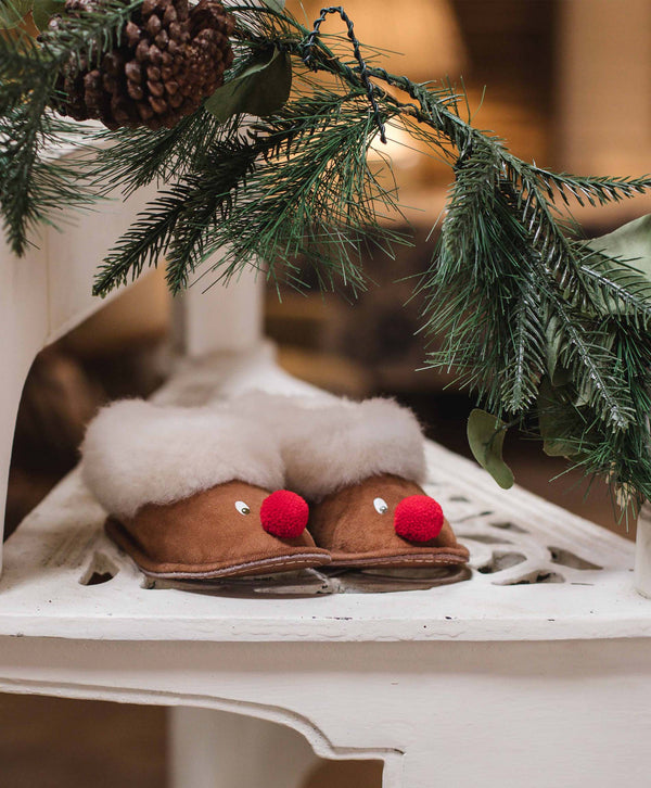 Rudolph Kids Sheepskin Slippers