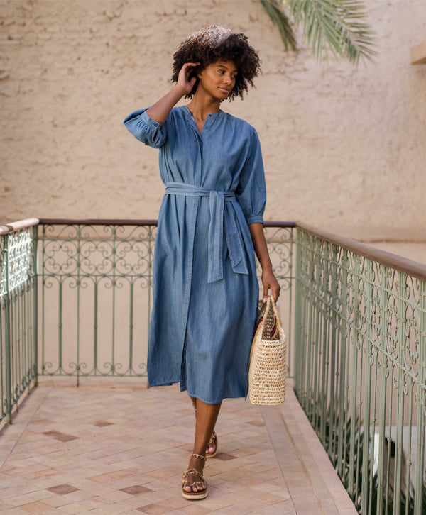 Kelly Chambray Cotton Shirt Dress