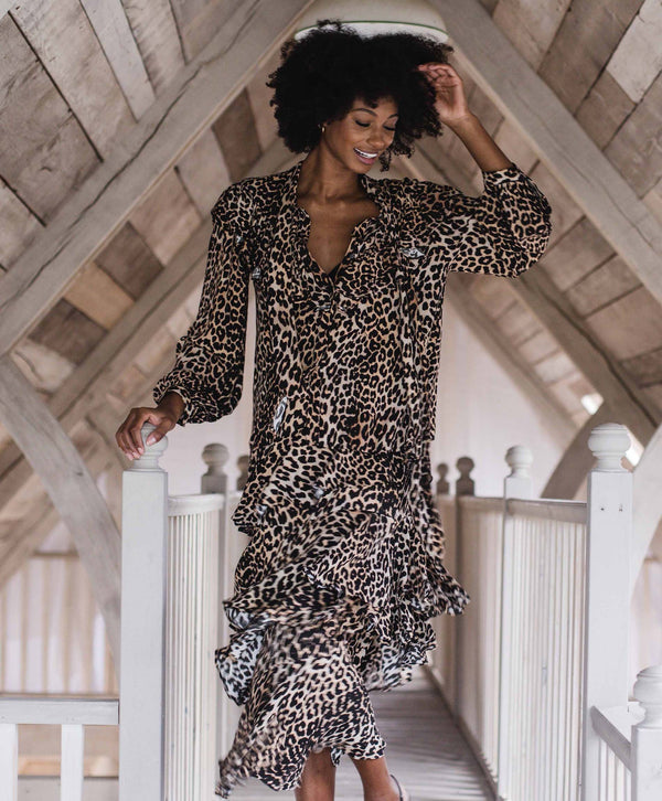 Leopard Layered Pleat Skirt