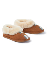sheepskin personalised womens stripe snug slippers tan
