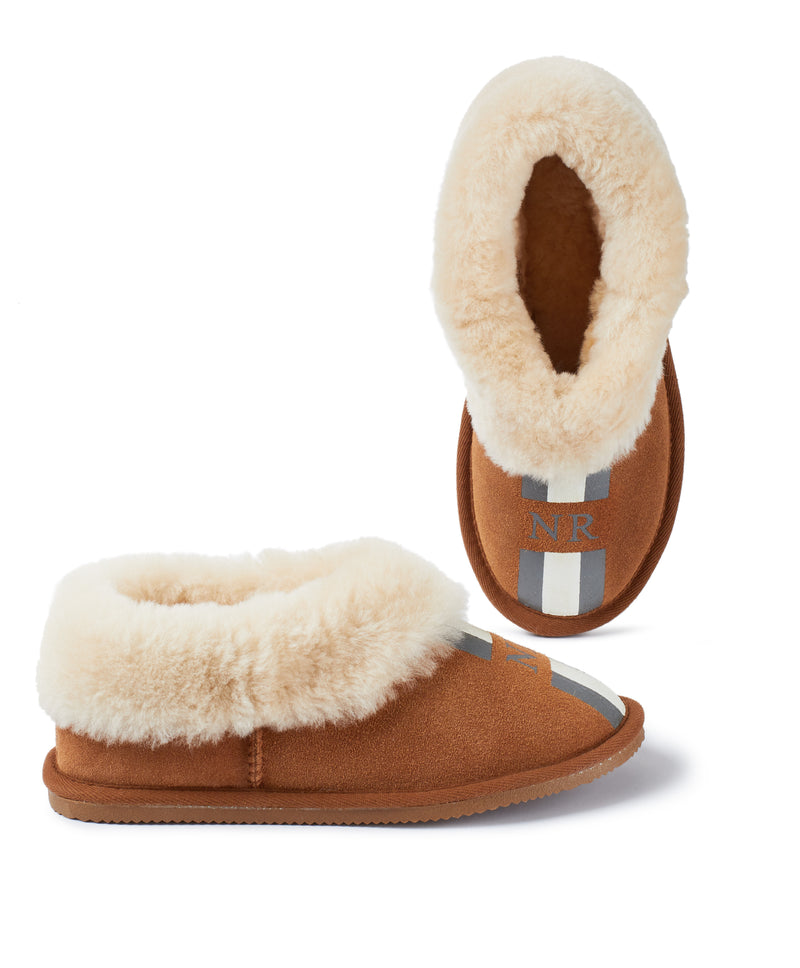 womens snug personalised sheepskin boot rae feather slippers 