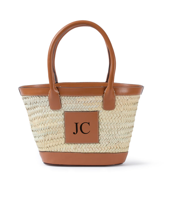 personalised initials mini beach basket shopper