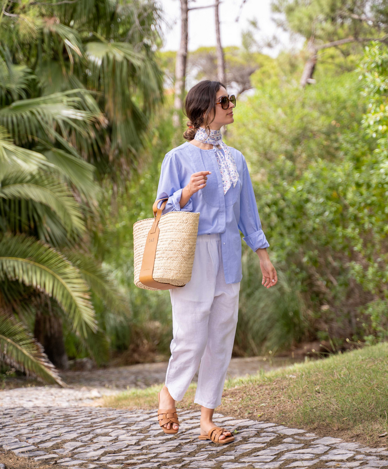 tan loop leather handle grace basket