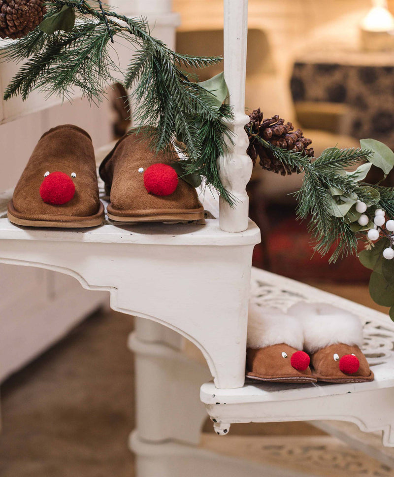 Rudolph Kids Sheepskin Slippers