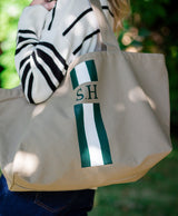 rae personalised canvas hand painted stripe handbag tote