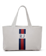 grey monogram stripe personalised rae tote beach bag