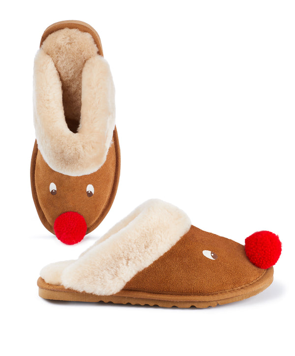 Rudolph Womens Slip On Sheepskin Slippers