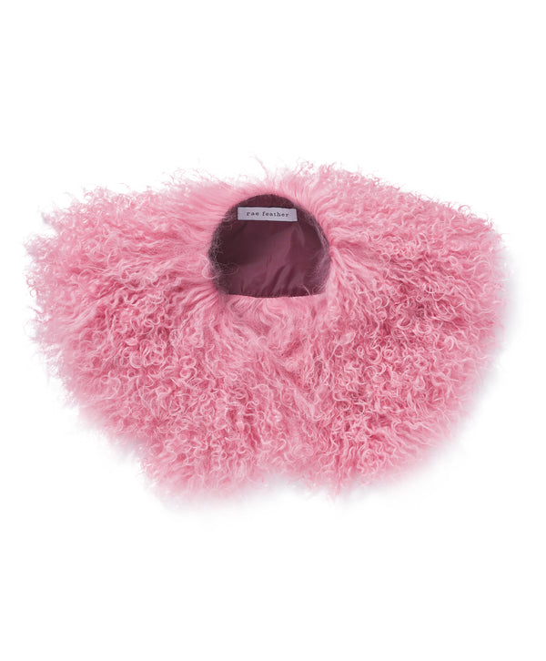 rae feather pink mongolian fur collar scarf