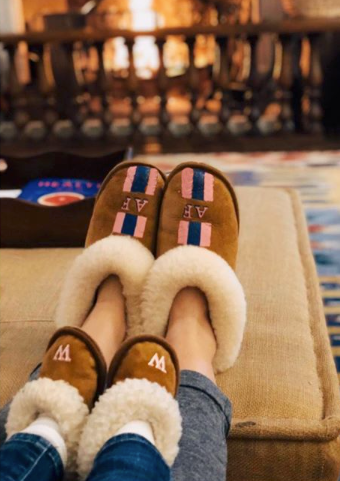rae feather sheepskin personalised snug boot baby slippers