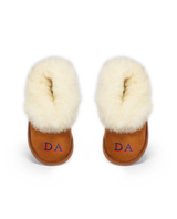 personalised kids sheepskin rae feather slippers